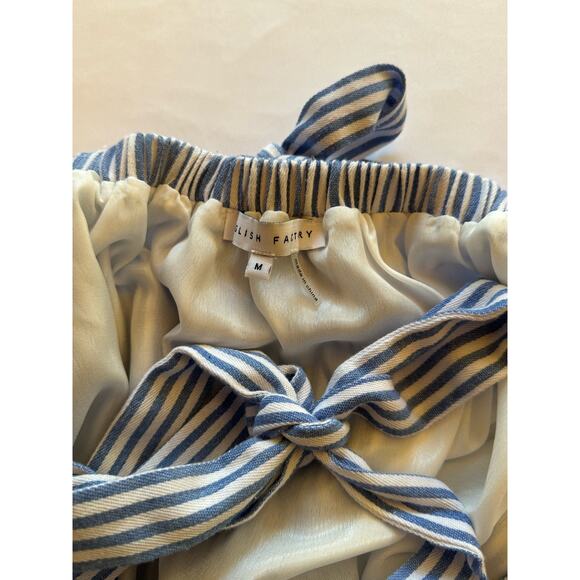 English Factory Amelia Stripe Tie Cotton Dress Blue Beachy Vacation Size Medium - Picture 5 of 5